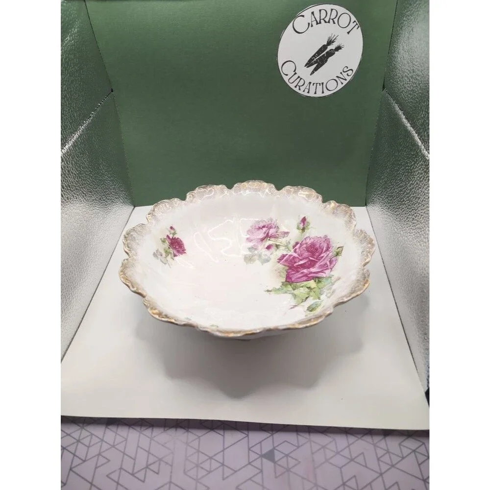 Antique Wheelock Germany Floral Porcelain Bowl